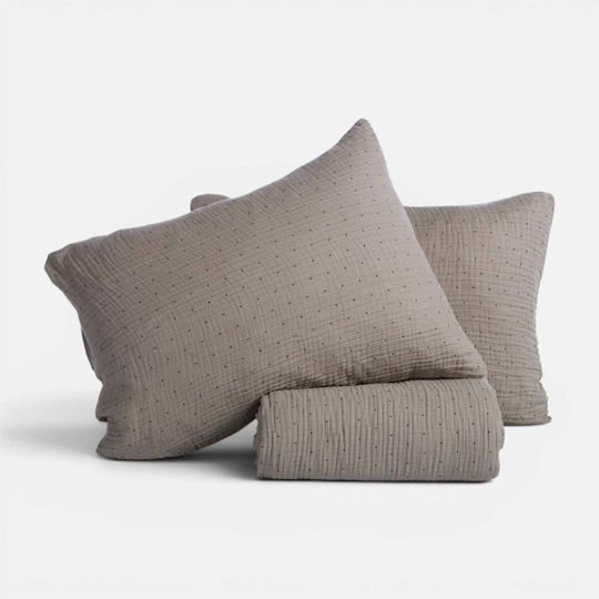 Nef-Nef Homeware Σετ Παπλωματοθήκη 160x230cm Μονή με Μαξιλαροθήκη Dots Mocca