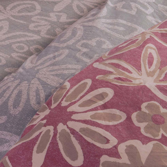 Nef-Nef Homeware Set Duvet Cover Cotton 170x240cm Single with Pillowcase Harmony Bordo