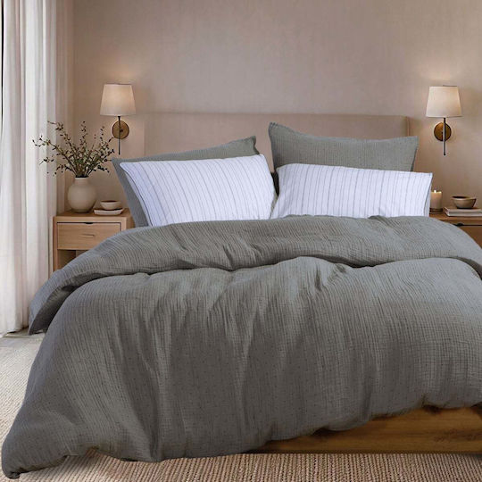 Nef-Nef Homeware Подредба Плик за Завивка 100% Памук 240x230cm Двойна С 2 Калъфки За Възглавници Екрю