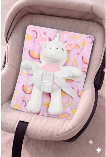 Serafino Nursery Swaddling Fleece Pink Blanket with Animal 76x101cm
