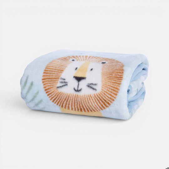 Nef-Nef Homeware Nursery Swaddling Blanket Wild Company Fleece Blue 75x100cm