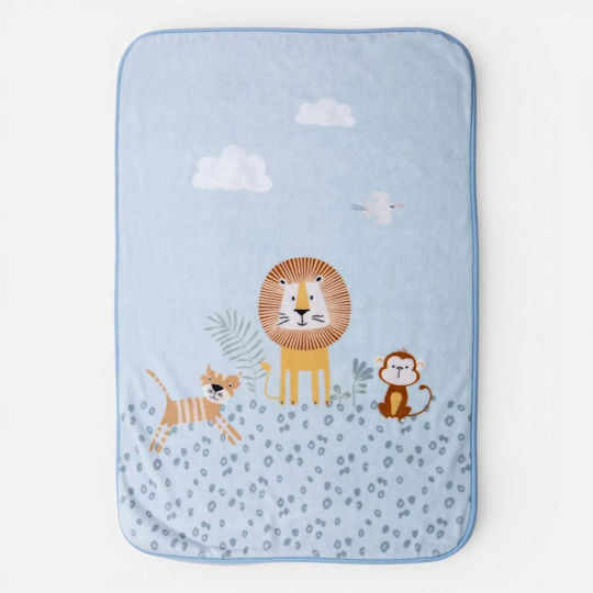 Nef-Nef Homeware Nursery Swaddling Blanket Wild Company Fleece Blue 75x100cm