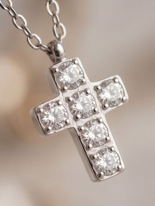 Touch Damenkreuz aus Stahl mit Kette 46 917 Silber