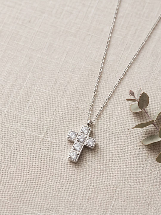 Touch Damenkreuz aus Stahl mit Kette 46 917 Silber