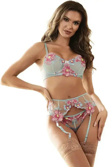 Blumiges Sexy Dessous-Set BH & Straps Unterwäsche L XL