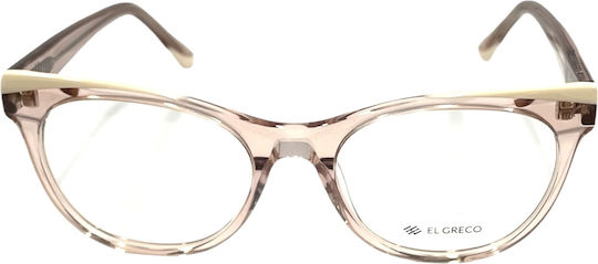 El Greco 9391 C4 Women's Acetate Prescription Eyeglass Frames Butterfly Transparent Pink