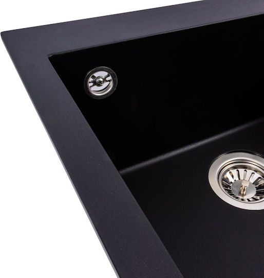 Zelto Drop-In Küchenspüle aus Flüssigem Granit M50xB50cm Schwarze 5210374000031