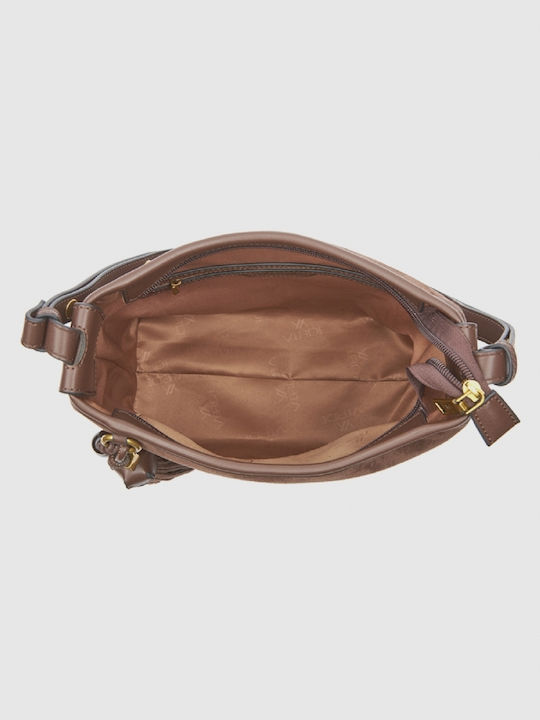 Women's Shoulder / Crossbody Suede Bag with Fringes Brown