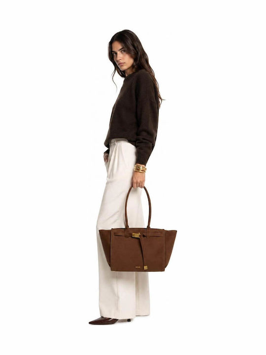 Monique Damen Schultertasche Wildleder Braun
