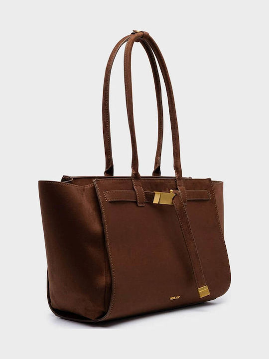 Monique Damen Schultertasche Wildleder Braun