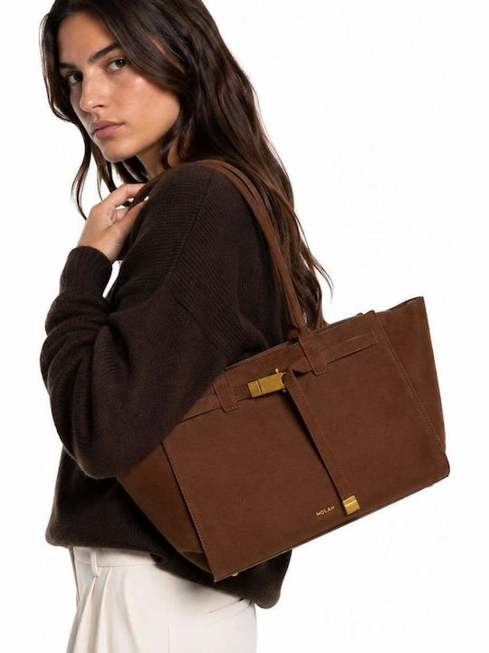Monique Damen Schultertasche Wildleder Braun