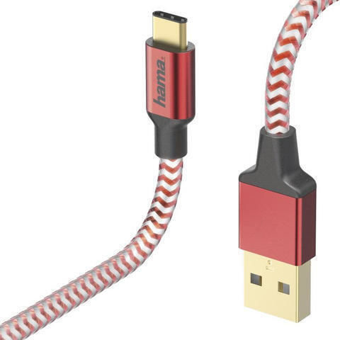 HAMA Geflochtenes USB Typ-C Kabel männlich - USB-A Rotes 1,5 m