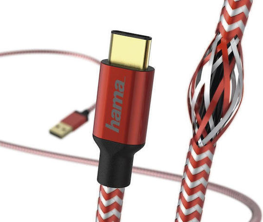HAMA Geflochtenes USB Typ-C Kabel männlich - USB-A Rotes 1,5 m
