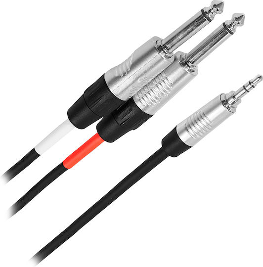 Plugger Cable 2x 6.3mm male - 3.5mm male 2m
