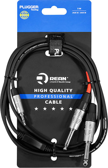 Plugger Cable 2x 6.3mm male - 3.5mm male 2m