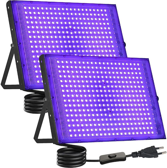 Set 2 Proiectoare UV LED 300W IP66 395nm Lumină Neagră 395 Nm IP66 Rezistent la Apă SMD 2835 Unghi 120° Carcasă din Aluminiu Suport Reglabil 360° Petreceri Cluburi Discoteci Baruri Evenimente Lumină UV Violetă