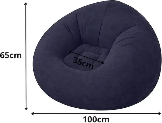 Velvet Inflatable Armchair Blue 100x100cm