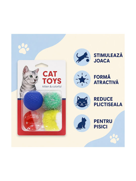 Set 4 Katzenspielzeug Bälle Fell Mehrfarbig