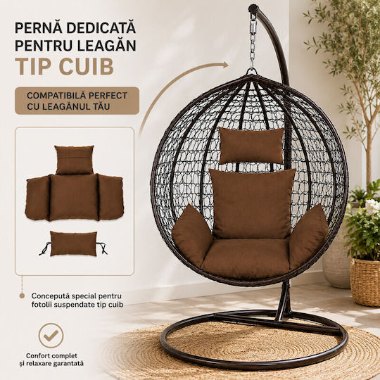 Perna Swing Cushion De Grădină Cu Spătar Maro 90x100cm