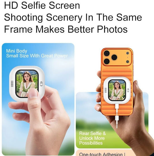 Magnetic Selfie Screen 2.01" Oglindă Magnetică Selfie pentru Smartphone Alb