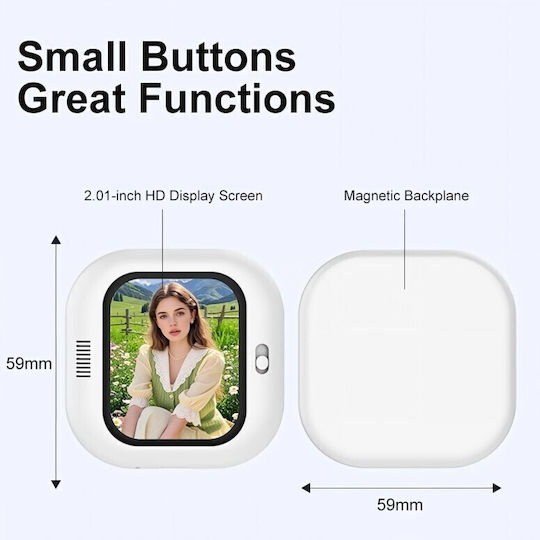 Magnetic Selfie Screen 2.01" Oglindă Magnetică Selfie pentru Smartphone Alb