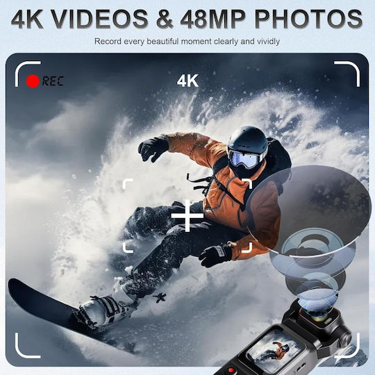 Andowl GC3 128GB Action Camera 4K Ultra HD με Οθόνη Αφής Μαύρη