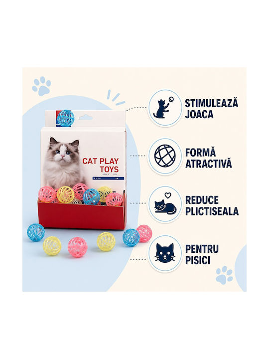 Set 48 Bile Împletite Pentru Pisici Multicolore