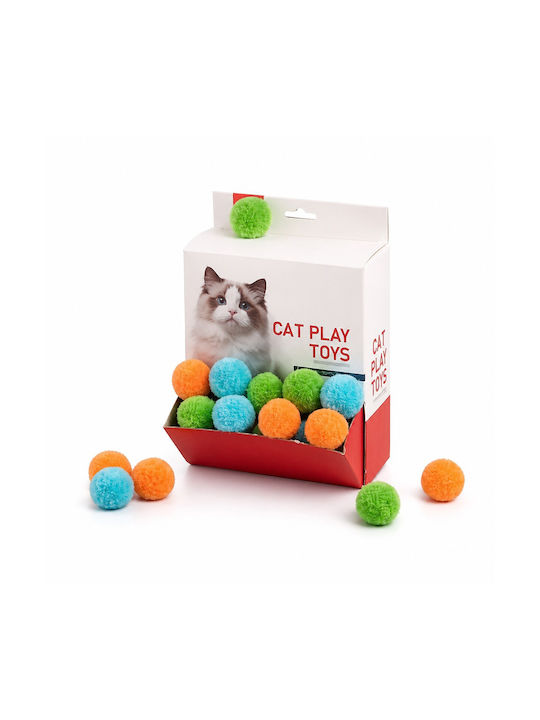 Set 48 Bile Pufoase Jucării Pentru Pisici Multicolore