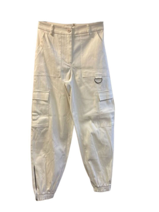 Damen Stoff Fracht Hose Weiß