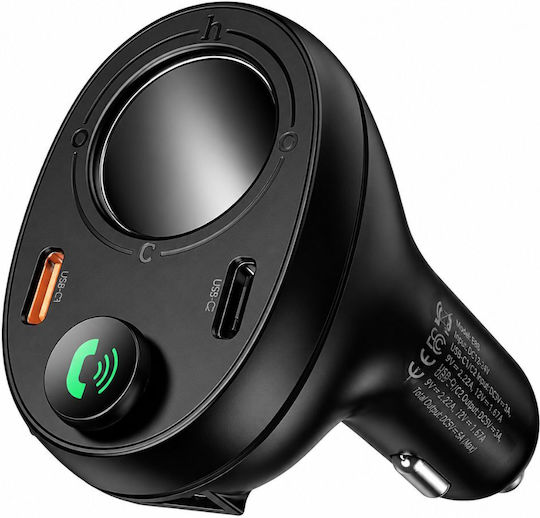 Bluetooth FM Предавател Hoco E88 Star 120W 1xUSB-A 2xUSB-C PD20W QC3.0 BT V5.4 Удължител за Запалка Черен