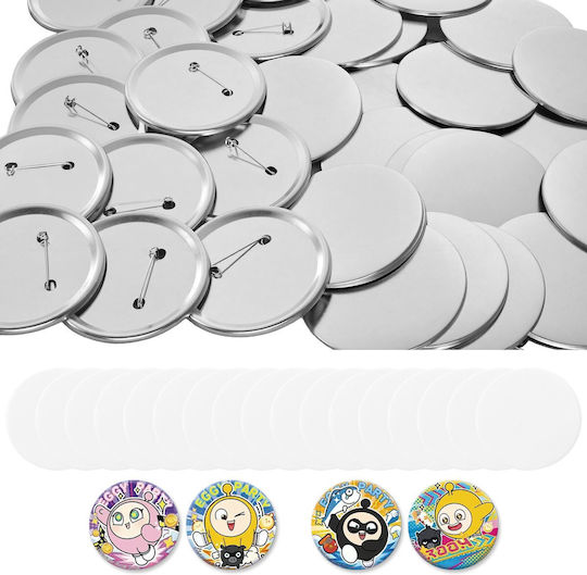 Vevor Set Materials Badges 75 Mm 100 Pieces Metal Backs Metal Shells Transparent Film Mylar White Paper Circles Xzjhchcyx75m1cl1w001v0