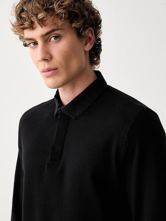 Polo Long Sleeve Black Blouse