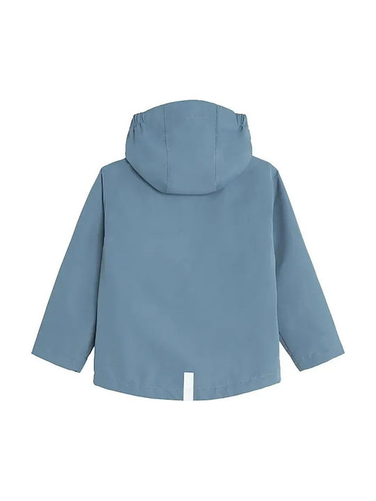 Kids Casual Short Hooded Blue Coat