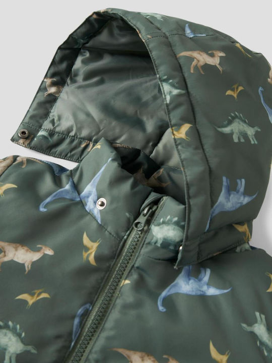 Kids Casual Short Hooded Jacket Khaki