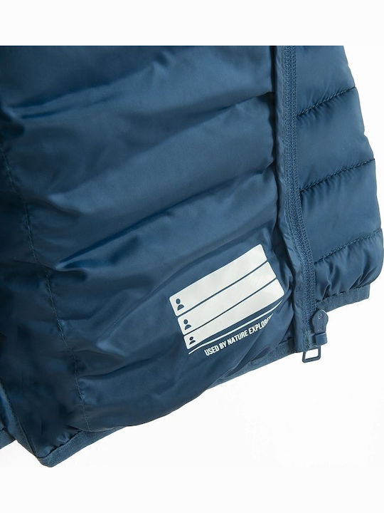 Kids Casual Short Hooded Blue Coat