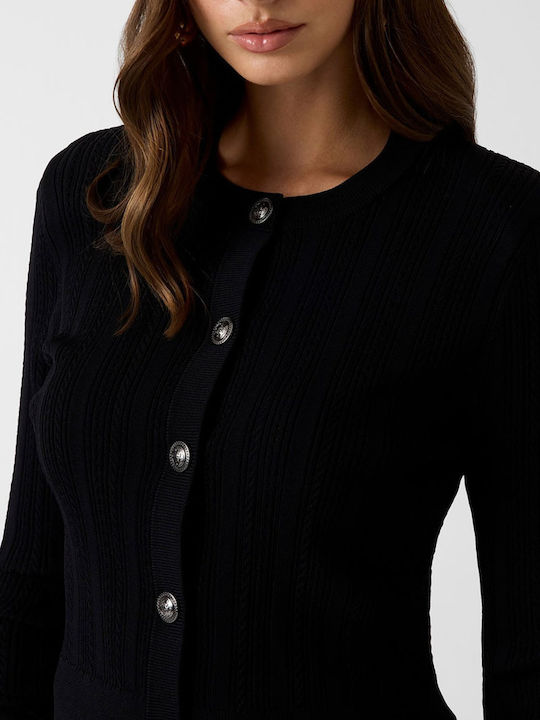 Short Women's Knitted Cardigan Black