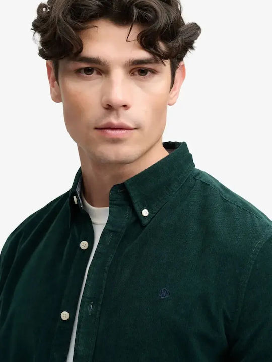 Classic Long Sleeve Corduroy Shirt in Regular Fit Eagle Green