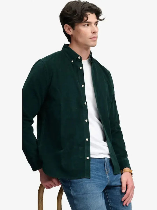 Classic Long Sleeve Corduroy Shirt in Regular Fit Eagle Green