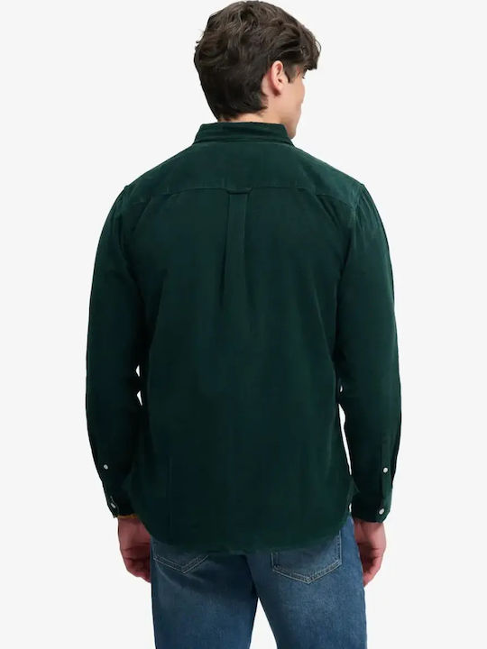 Classic Long Sleeve Corduroy Shirt in Regular Fit Eagle Green