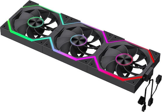 GameMax FN12A-N2 Обратен Перкa Вентилатор за Кутия 120mm (2000rpm / 58.6cfm) с RGB Осветление и Свързване 3-Pin / 4-Pin PWM 3бр