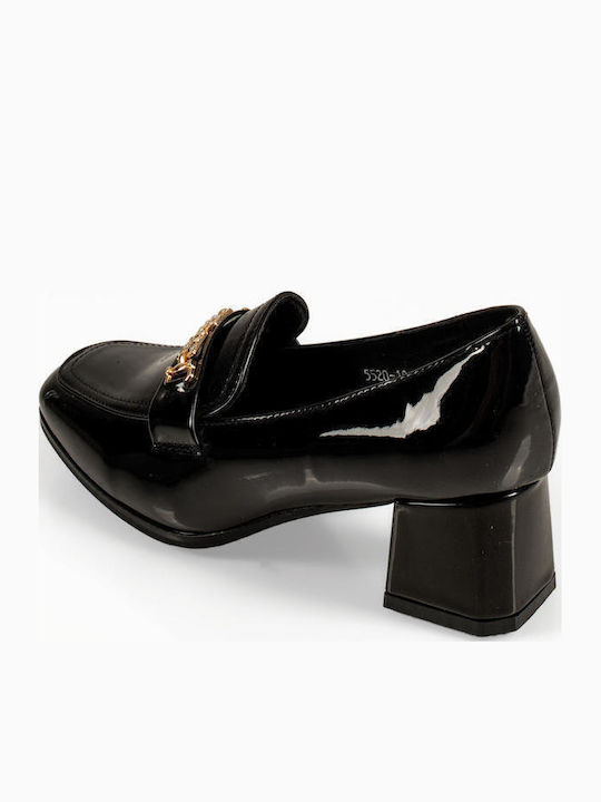 Patent Leather Women's Loafers in Black Colour