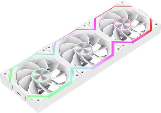 GameMax FN12A-N2 Обратен Перкa Вентилатор за кутия 120mm (2000rpm / 58.6cfm) с RGB Осветление и Свързване 3-Pin / 4-Pin PWM 3бр Бял