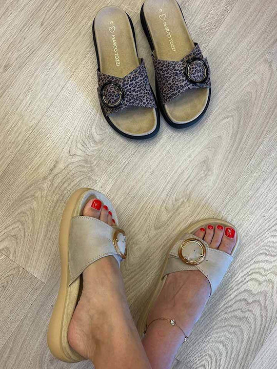 Damen Flache Sandalen Beige