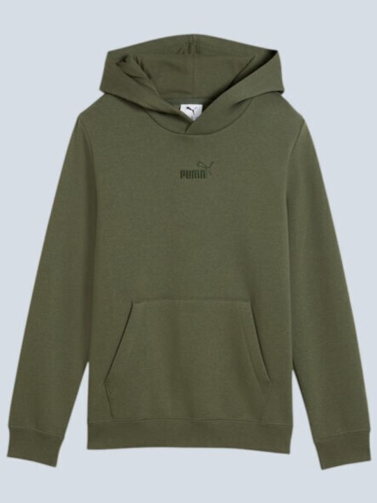 Fleece Детско Суичър с Качулка и Джобове Каки