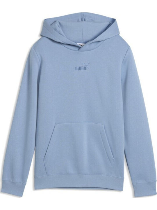 Fleece Детско Суичър с Качулка и Джобове Светлосин