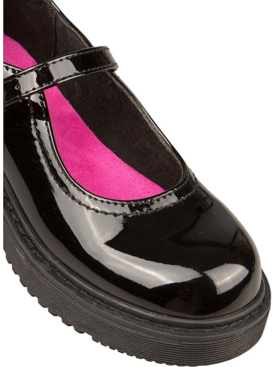 Kids Ballerinas With Hoop & Loop Closure Patent Leather Black