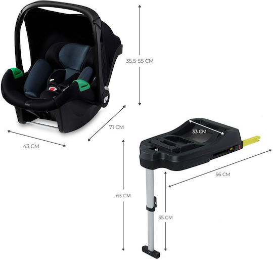 Kinderkraft Mink Pro 2 i-Size Scaun Auto pentru Copii i-Size cu Isofix Negru 0-13 kg