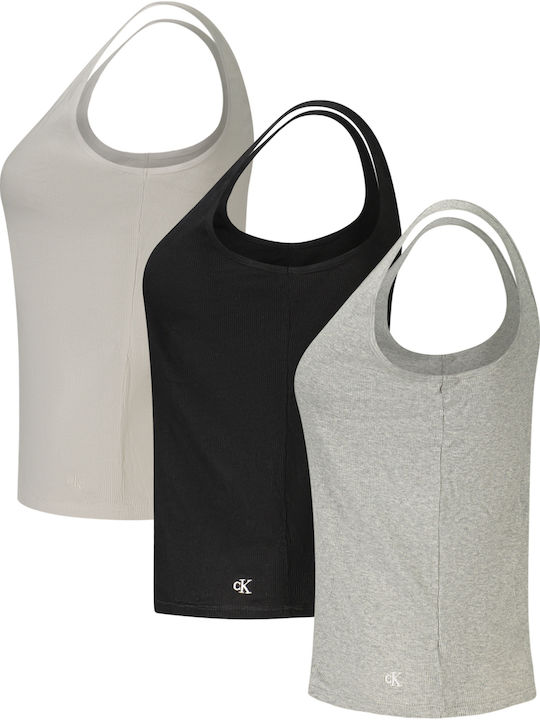 Damen T-Shirts Baumwoll-Ärmellose Damen T-Shirts Weiß/Schwarz/Grau 3Pack