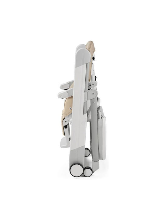 Peg Perego Foldable Baby Highchair with Adjustable Height Beige