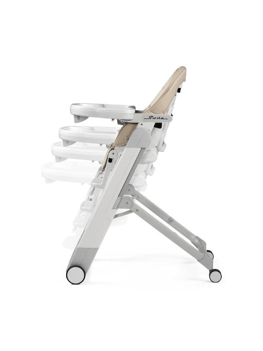 Peg Perego Foldable Baby Highchair with Adjustable Height Beige